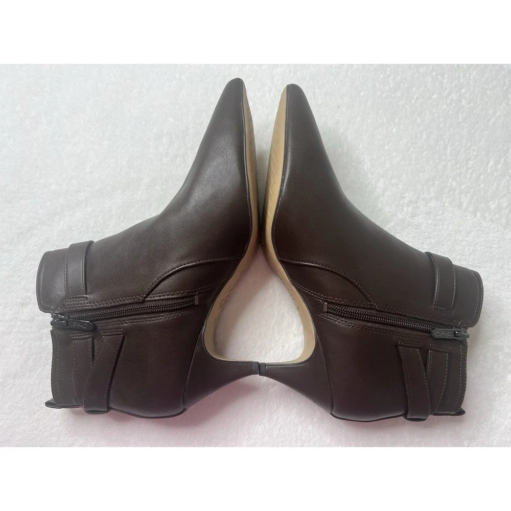 Circus By Sam Edelman Womens Kingston Brown Leather Ankle Pointy Booties Shoes 8